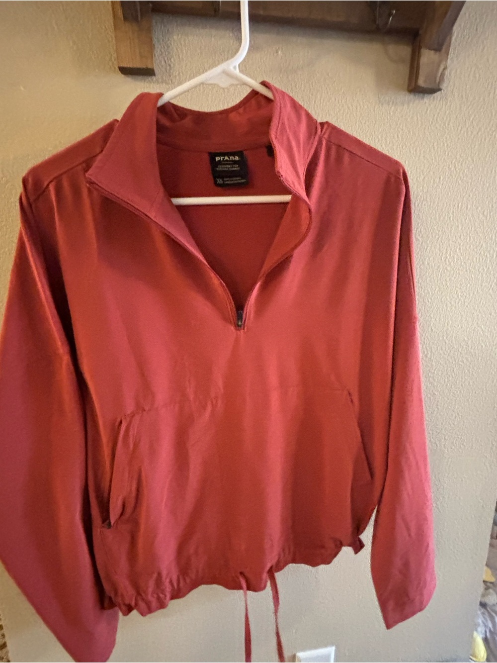 Prana Women’s Half-Zip Pullover in Deep Coral Red
